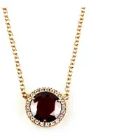 Sophie model Viva ketting in zilver roze verguld met hanger rode steen en cubic zirconia