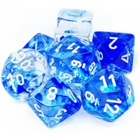 Chessex Dobbelstenen Nebula Dark Blue/White Polydice (7 stuks)