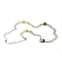 Sophie model Monaco collier in brons zilverkleurig met beige bruine stenen