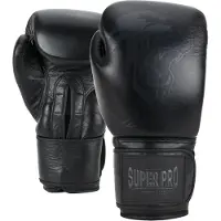 Super Pro Combat Gear Legend Lederen (Kick)Bokshandschoenen - Zwart - 16 oz