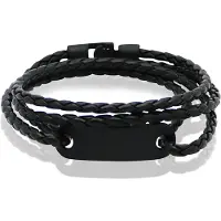 LGT JWLS LGT Jewels Wrap armband Zwart Gevlochten leer Schuifgesp - 19.5cm