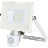 BES LED LED Bouwlamp 20 Watt met Sensor - LED Schijnwerper - Viron Dana - Warm Wit 3000K - Mat Wit - Aluminium - SAMSUNG LEDs