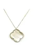 Sophie model Fiori grote klaver collier in zilver grote klaver grijs