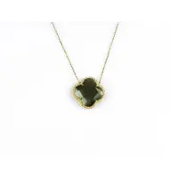 Sophie model Fiori kleine klaver collier in zilver verguld donkergrijs
