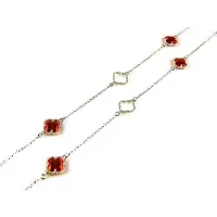Sophie model Fiori open klavers collier in zilver oranje klavers