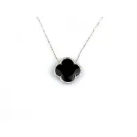 Sophie model Fiori klein ketting in zilver zwarte klaver