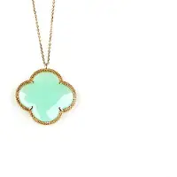 Sophie model Fiori grote klaver ketting in zilver roze verguld muntgroene klaver