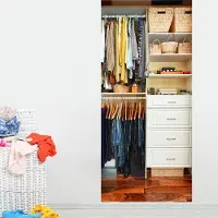 Walplus - Deur Decoratie Sticker - Kledingkast - Multicolor