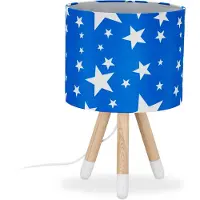 Relaxdays tafellamp Stars - E14 fitting - kinderlamp driepoot - kinderkamer - sterren blauw