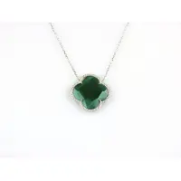 Sophie model Fiori klein ketting in zilver donkergroene klaver
