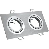 ABC-led Inbouw 2x LED spot GU10 aluminium rechthoek armatuur zilver/zilver