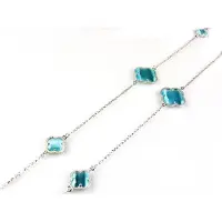 Sophie model Fiori gesloten klavers collier in zilver turkooise klavers