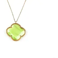 Sophie model Fiori grote klaver ketting in zilver roze verguld groene klaver