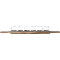 COSY&TRENDY APEROSET 6 GLAZEN 1 HOUTEN PLANKJEGLAS D6.4X6CM PLANKJE 66.5X9.5X1.8CM