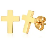 LGT JWLS Stalen heren oorbellen LGT Jewels Kruis Goudkleurig