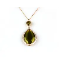Sophie model Markies collier in zilver roze verguld gezet kaki steen en cubic zirconia