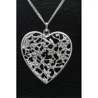 MOOYE ® - Collectie Zilveren Bloemenhart ketting hanger - groot