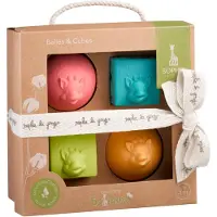 Sophie The Giraffe So'Pure Speelset - Blokken- en ballenset - Baby Speelgoed - Kraamcadeau - Babyshower cadeau - 100% Natuurlijk rubber - Vanaf 3 maanden - Roze/Oranje/Blauw/Groen