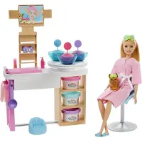 Barbie Wellness gezichtsmasker set met pop (blond), inclusief klei en een aankleedpop