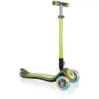 Globber ELITE DELUXE LIGHTS – Loopfiets voor kinderen, 120/80 mm, ABEC 5, 3 wielen, in hoogte verstelbaar, LED-wielen, limoengroen