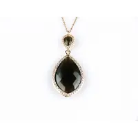 Sophie model Markies collier in zilver roze verguld gezet donkergrijze steen en cubic zirconia