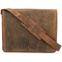LEATHER DESIGN Orange Fire Leren Messenger 13 inch Rat Pack OF 554/13 Bruin
