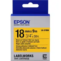 Epson LK-5YBW extra klevende tape zwart op geel 18 mm (origineel)