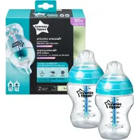Tommee tippee Advanced Anti-Colic Babyflessen, set van 2 x 260ml baby flessen - Lage toevoersnelheid 0m+