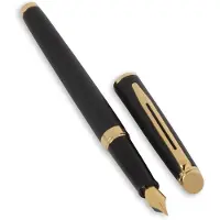 Waterman Hémisphère-vulpen | Matzwart met 23k gouden rand | Medium penpunt | Blauwe inkt | Cadeauverpakking