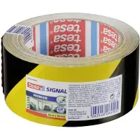 TESA 2x afzettape/markeertape geel/zwart 6 cm x 66 mtr -