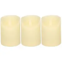 Anna's Collection 3x Ivoren LED kaars / stompkaars 10 cm - Luxe kaarsen op batterijen