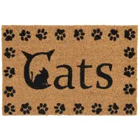 Clayre & Eef Deurmat | 60*40*1 cm | Bruin | Kokos / rubber | Rechthoekig | Cats |