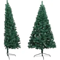 vidaXL Kunstkerstboom met standaard half 180 cm PVC groen