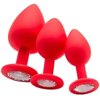 Ouch! Siliconen butt plug Rood Regular met diamant
