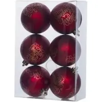 Cosy & Trendy 18x Rode kunststof kerstballen 6 cm - Tekst - Onbreekbare plastic