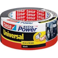TESA 2x ducttape Extra Power universeel zwart 25 mtr x 5 cm -
