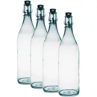 Bormioli Rocco 6x Glazen beugelflessen/weckflessen transparant 1 liter rond -