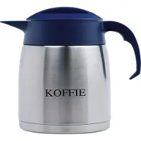 Easyclean Isoleerkan EasyClean 1,2 liter rvs met opschrift KOFFIE en blauw kunststof dop en handgreep