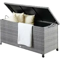 Casaria Polyrotan Kussenbox Grijs 117x53x60cm met Wielen