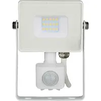 BES LED LED Bouwlamp 10 Watt met Sensor - LED Schijnwerper - Viron Dana - Natuurlijk Wit 4000K - Mat Wit - Aluminium - SAMSUNG
