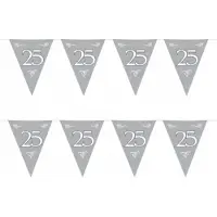 Folat 3x stuks zilveren vlaggenlijn 25e jubileum/getrouwd 6 meter - Vlaggenlijnen