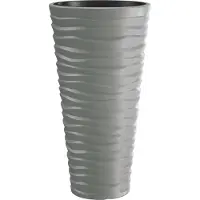 Prosperplast Bloempot Buiten Hoog Rond Sand Slim 30cm STEENGRIJS Prosperplast