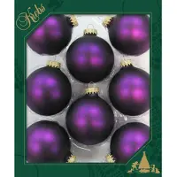 Merkloos Krebs Kerstballen - 8ST - paars - mat - glas - 7 cm - Kerstbal