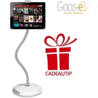 Goos-e - Tablet houder - iPad houder ? iPad standaard -stijlvol MOEDERDAG CADEAU - universeel - o.a. tafel - bureau - bed - Compleet met voet + 2 weg klem - WIT