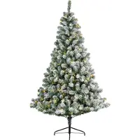 Everlands Imperial Pine kunstkerstboom 210xø137cm | wit/met sneeuw met 380 LED lampjes