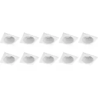BES LED Spot Armatuur 10 Pack - Pragmi Minko Pro - GU10 Inbouwspot - Vierkant - Wit - Aluminium - Verdiept - 90mm