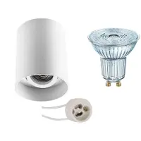 BES LED Opbouwspot Set - LEDVANCE Parathom PAR16 940 36D - Pragmi Luxina Pro - GU10 Fitting - Dimbaar - Opbouw Rond - Mat Wit -
