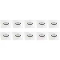 BES LED Spot Armatuur 10 Pack - Pragmi Rodos Pro - GU10 Inbouwspot - Vierkant - Wit - Aluminium - 93mm
