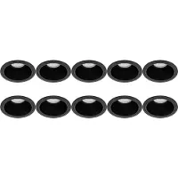 BES LED Spot Armatuur 10 Pack - Pragmi Minko Pro - GU10 Inbouwspot - Rond - Zwart - Aluminium - Verdiept - Ø90mm