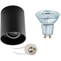 BES LED Opbouwspot Set - LEDVANCE Parathom PAR16 940 36D - Pragmi Luxina Pro - GU10 Fitting - Dimbaar - Opbouw Rond - Mat Zwart